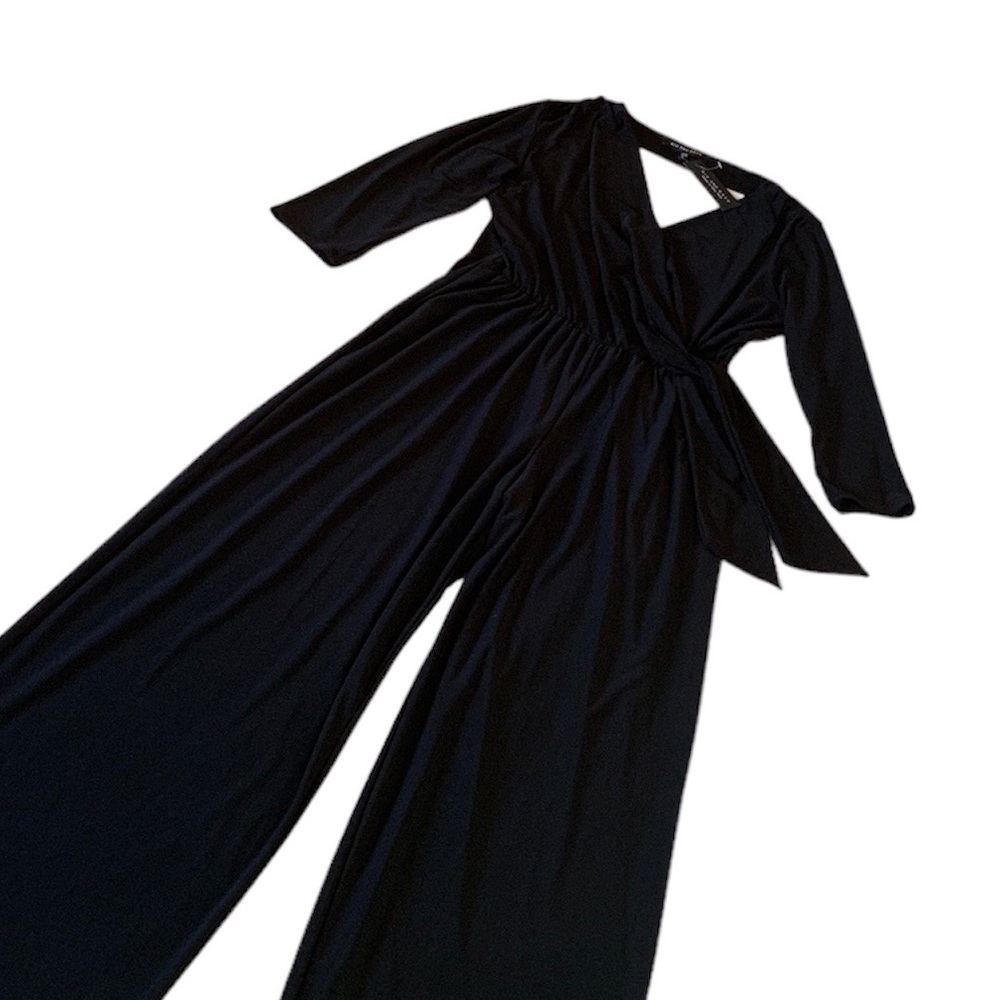 GONE!!NWT Jumpsuit V-Neck Wrap Wide Leg 3/4 Length Sleeve - Waist Tie Detail